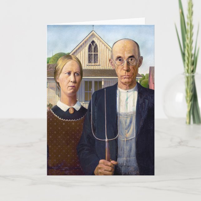 Cartão Gótico Americano | Grant Wood | (Frente)