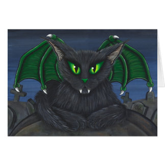 Cartão gótico da arte da fantasia do gato do