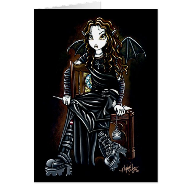 Cartão gótico do país das fadas do tempo da (Frente)