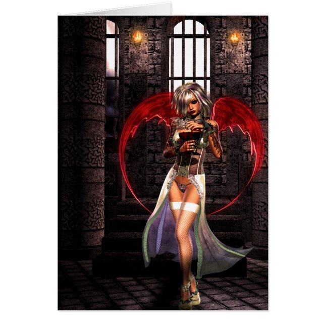 Cartão Gótico do Vampiro do Anjo Sanguíneo (Frente)