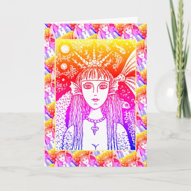 Cartão GÓTICO MERMAID, FANTASIA DO MAR PRETO, Vazio WHIMS (Frente)