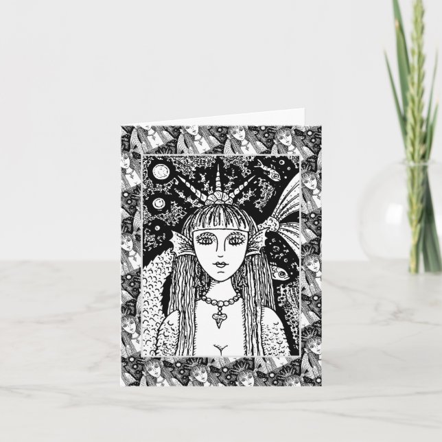 Cartão GÓTICO MERMAID, FANTASIA DO MAR PRETO, Vazio WHIMS (Frente)