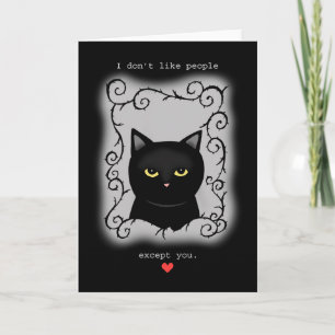 Cartão Gótico Namorados Grumpy Black cat Love Aniversário