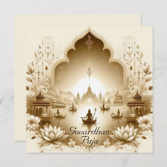 Cartão Govardhan Puja (Frente/Verso)