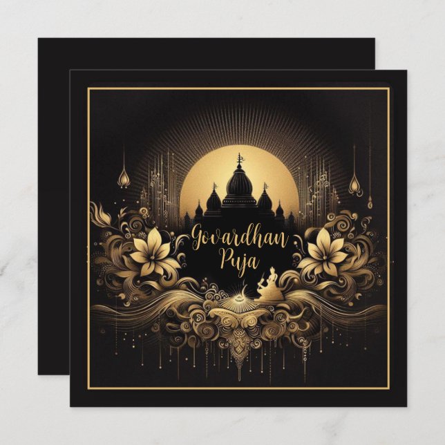 Cartão Govardhan Puja (Frente/Verso)