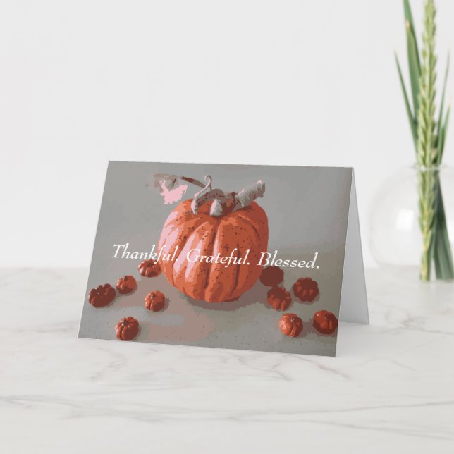 Cartão Graças Grata, abençoada Pumpkin Ação de Graças (Frente)
