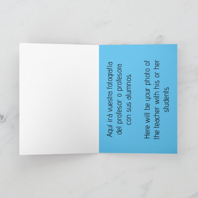 Cartão Gracias de corazón. Profes. Thank you. Teachers. (Interior)