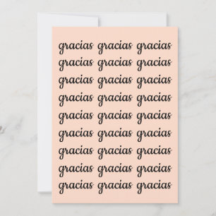 Cartão Gracias Espanhol Retro Pink Black Script Obrigado