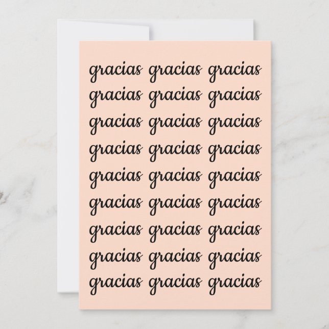 Cartão Gracias Espanhol Retro Pink Black Script Obrigado (Frente)