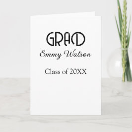 Cartão Grad bold letter graduation name class of 20XX sim