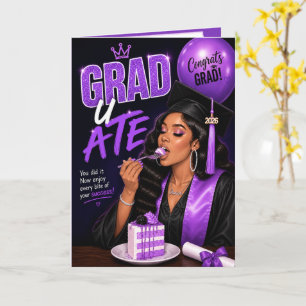 Cartão Grad U Ate Turma de 2026 Mulher Negra Roxo Grad