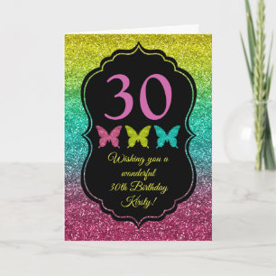 Cartão Gradiente de Brilho de Arco-Íris Feliz Aniversário