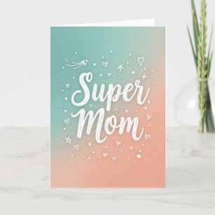 Cartão Gradiente de Teal e Pêssego da Super Mãe