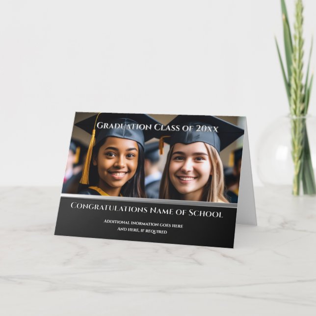 Cartão Graduação 1 Foto DIY simples elegante moderno (Frente)