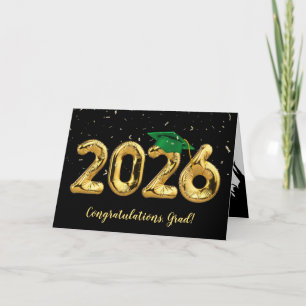 Cartão Graduação 2025 com Boné Verde e Confetti