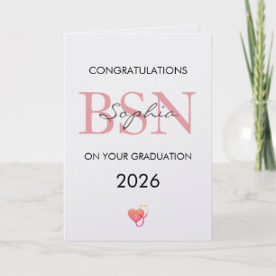 Cartão Graduação BSN Nome Personalizado Turma de 2026