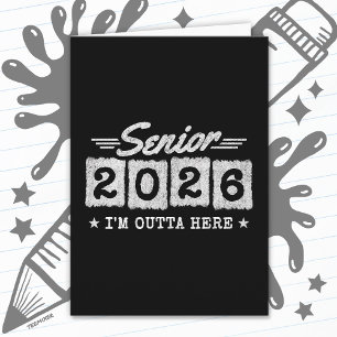 Cartão Graduação da Turma de 2026 Retro Vintage Senior 20