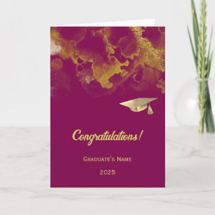 Cartão Graduação de Abstrato Vermelho Dourado Violeta Chi