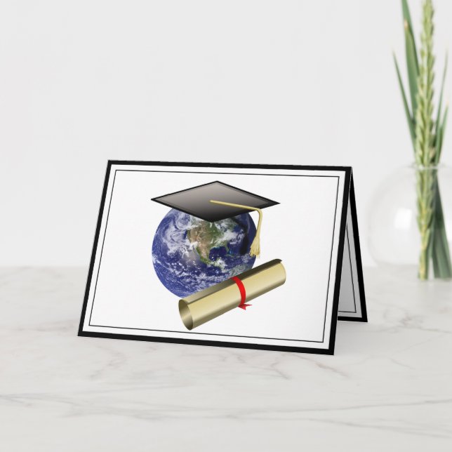 Cartão Graduação de classe mundial - Diploma de Boné e Ou (Frente)