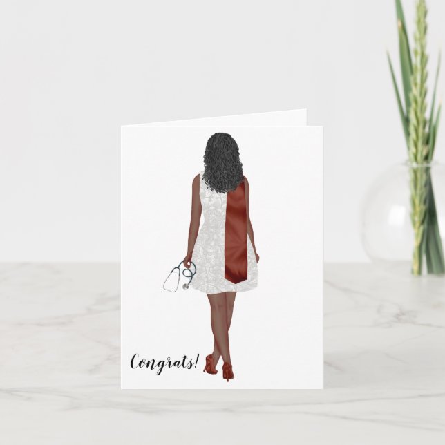 Cartão Graduação de Enfermagem Afro-Americana Personaliza (Frente)