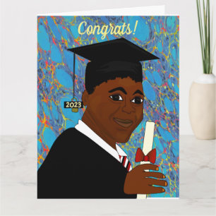 Cartão Graduação de Formando negro afro-americano
