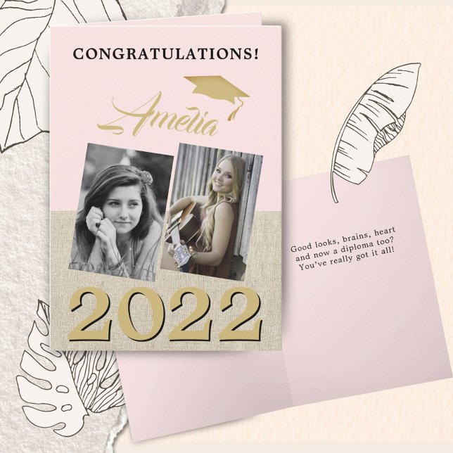 Cartão Graduação de Foto Rustic Dusty Pink 2 (Criador carregado)