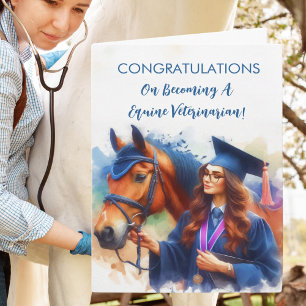 Cartão Graduação de Mulher Veterinária Equina