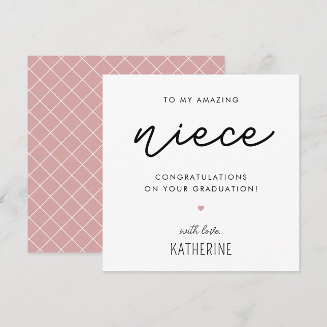 Cartão Graduação de Niece Moderna e Bonita Personalizada (Frente/Verso)