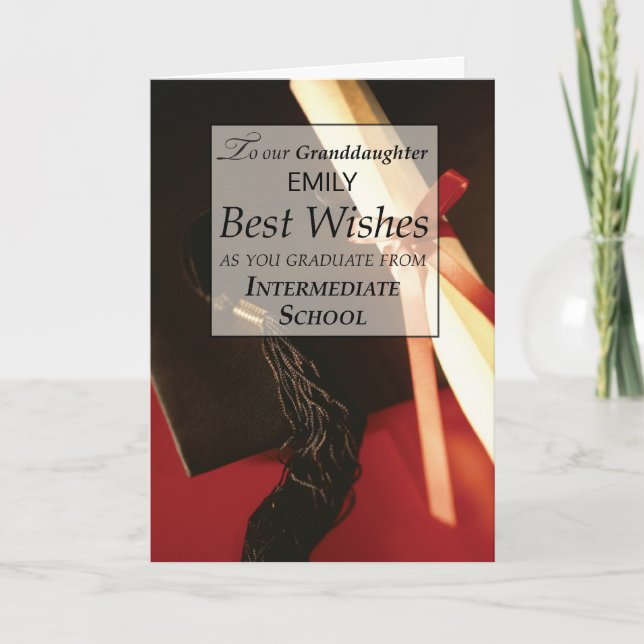 Cartão Graduação de nome personalizado para nossa neta (Frente)