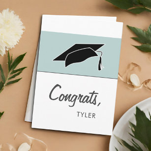 Cartão Graduação de Parabéns Azuis Simples Modernos