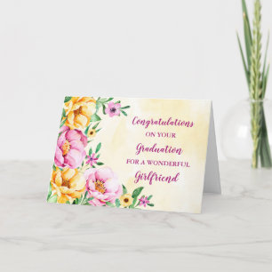 Cartão Graduação de Parabéns de Namorada Floral
