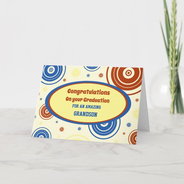 Cartão Graduação de Parabéns de neto retrô (Frente)