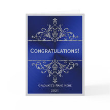 Graduação de Parabéns por Nome de Prata Azul Vinta