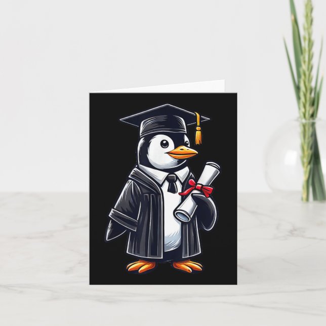 Cartão Graduação de Pinguim Bonito (Frente)