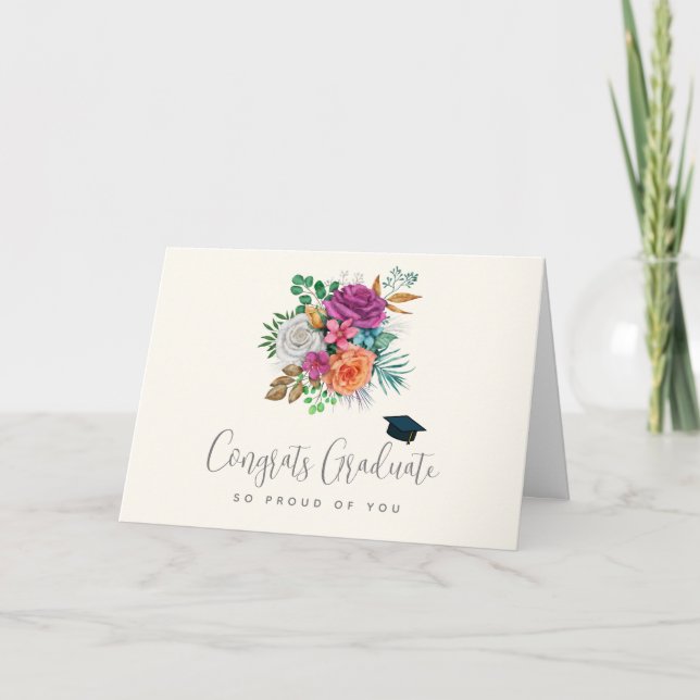 Cartão Graduação de roscas cor-de-rosa, laranja e branca (Frente)