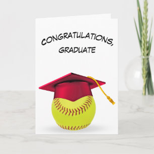 Cartão Graduação De Softball Com Boné Vermelho