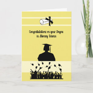 Cartão Graduação em Biblioteca Science com Formando femin