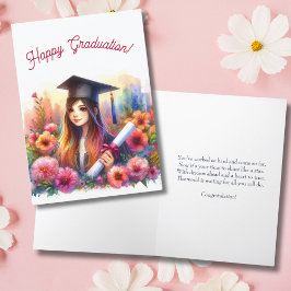 Cartão Graduação Feliz para Garota do Meio e Segundo grau