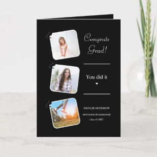 Cartão Graduação Moderna Minimalista Preta e Branca