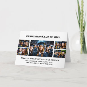 Cartão Graduação personalizada 5 colagem de fotos preto b