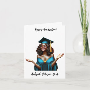 Cartão Graduação Personalizada de Mulher Afro-Americana