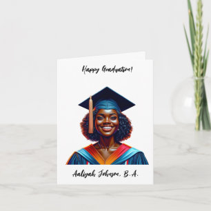 Cartão Graduação Personalizada de Mulher Afro-Americana