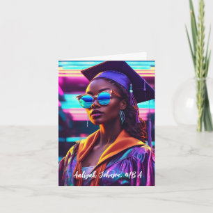 Cartão Graduação Personalizada de Mulher Afro-Americana C