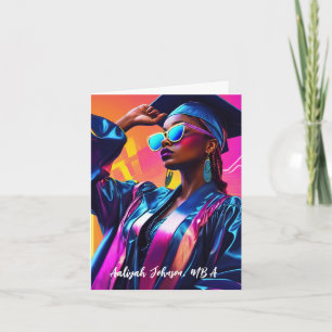 Cartão Graduação Personalizada de Mulher Afro-Americana C