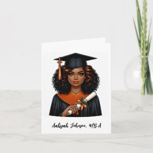 Cartão Graduação Personalizada de Mulher Afro-Americana C