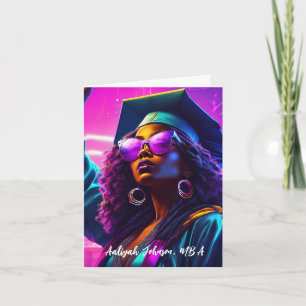 Cartão Graduação Personalizada de Mulher Afro-Americana C