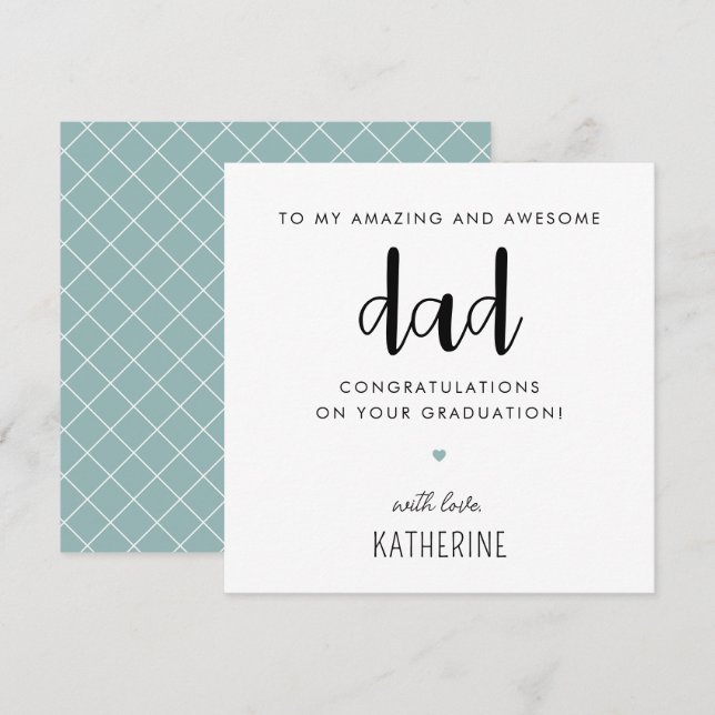 Cartão Graduação personalizada de Pai moderno e bonito (Frente/Verso)