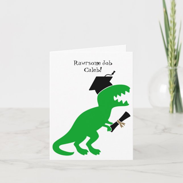 Cartão Graduação Personalizada do Jardim de Infância Dino (Frente)
