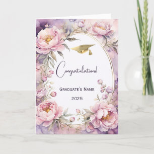 Cartão Graduação por Aquarela de Peony Rosa na moda