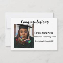 Cartão Graduação QR branco preto fotográfico clássico